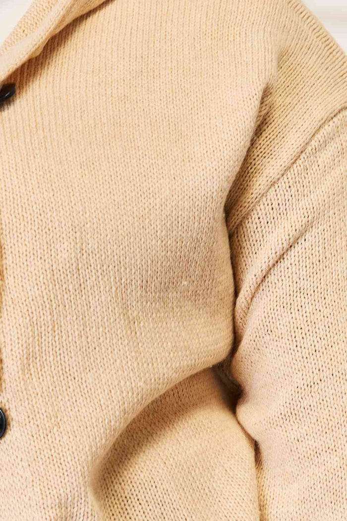 Button Down Long Sleeve Hooded Sweater