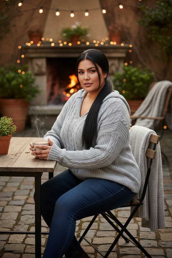 Cable Knit Hoodie Front