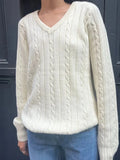 Cable Knit V - Neck Pullover Sweater - The PM Edit