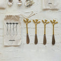 Canape Knives with Gold Finish Mistletoe Handles