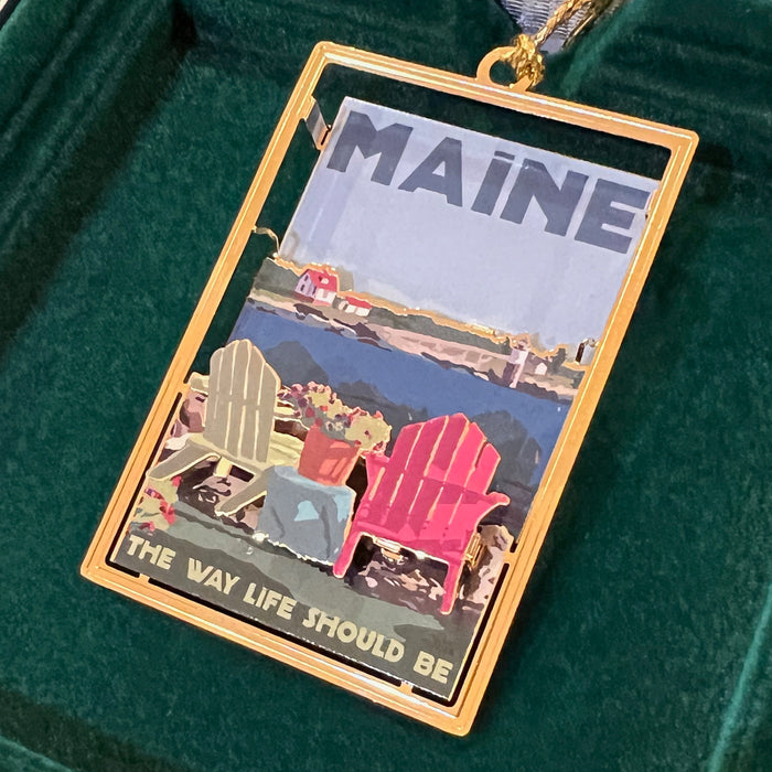 Chairs Overlooking Ram Island Light - Maine The Way Life Should Be - Christmas Ornament - Ram Island Lighthouse Maine