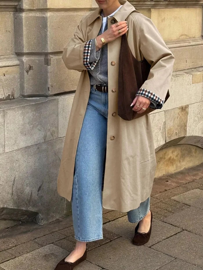 Checkered Lining Button Up Trench Coat - The PM Edit