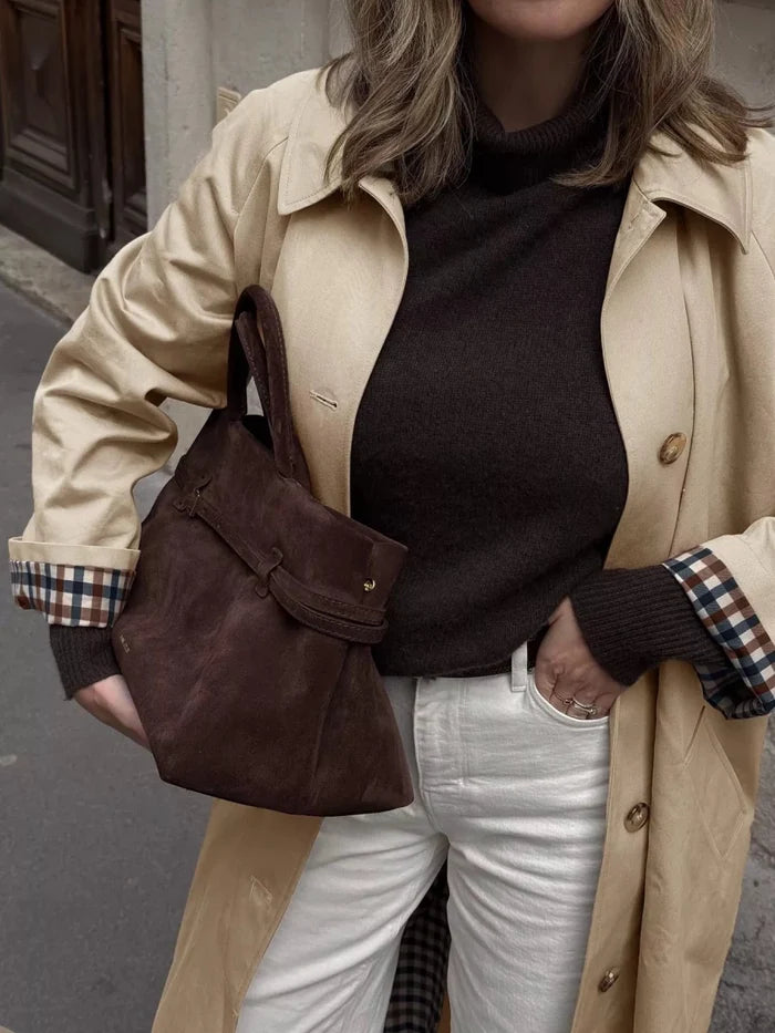 Checkered Lining Button Up Trench Coat - The PM Edit