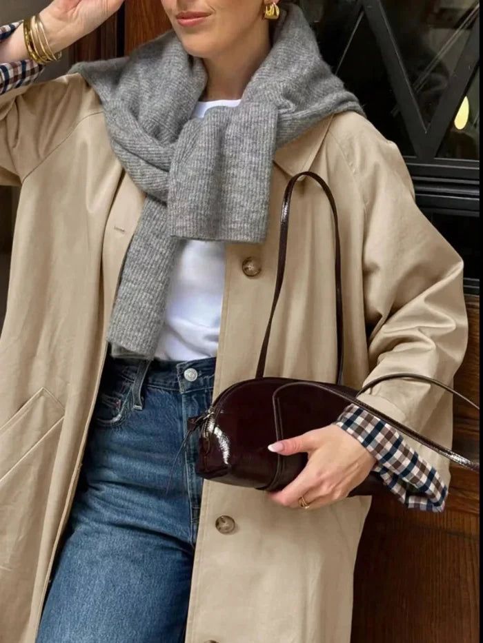 Checkered Lining Button Up Trench Coat - The PM Edit