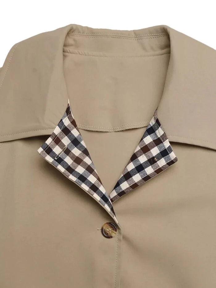 Checkered Lining Button Up Trench Coat - The PM Edit