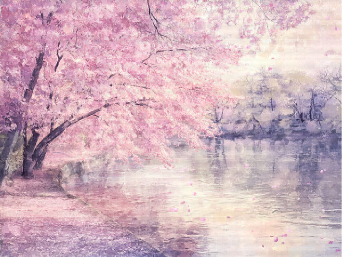 Cherry Blossom Serenity by the River