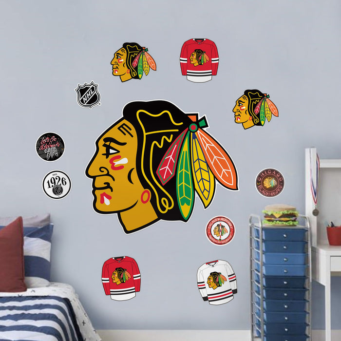 Chicago Blackhawks Repositionable Wall Decal Set - Team Logos