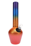 Chill 13-inch steel bong with rainbow neckpiece, orange glitter base, glass slide, and ceramic interior