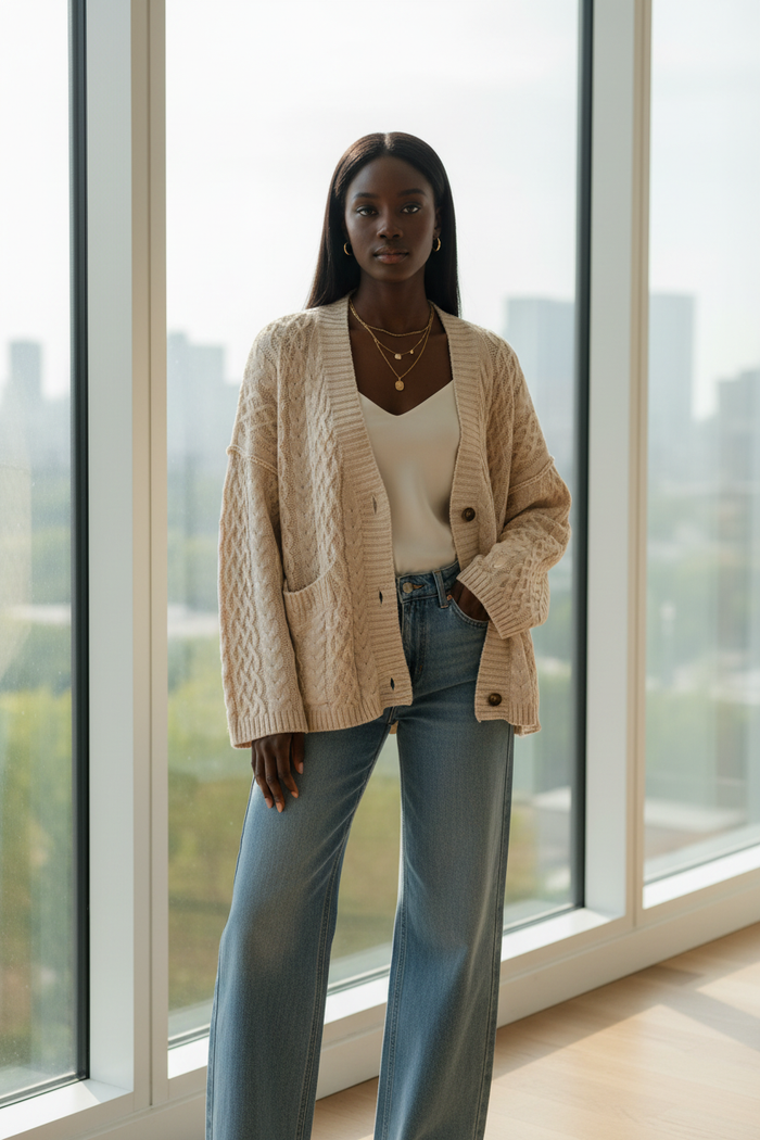 Cable Knit - Beige Window