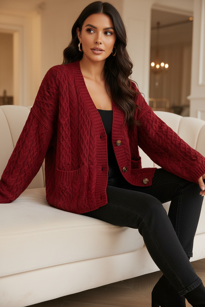 Cable Knit - Red Interior