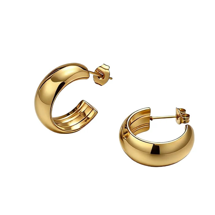 Chunky Gold Dome Hoop Earrings | Waterproof PVD Stainless Steel Minimalist Jewelry