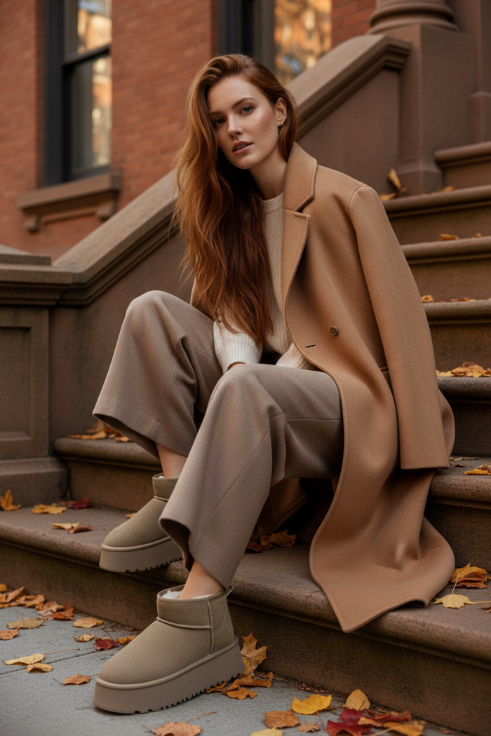 Taupe Platform Mini Boots