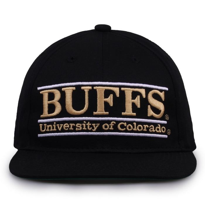 Colorado Retro Bar snapback hat in black, front view