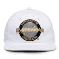 Colorado Retro Circle snapback hat in white, front view