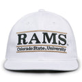 Colorado State Retro Bar snapback hat in white, front view