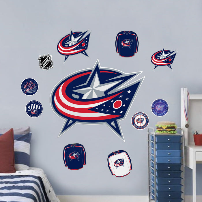 Columbus Blue Jackets Repositionable Wall Decal Set - Team Logos
