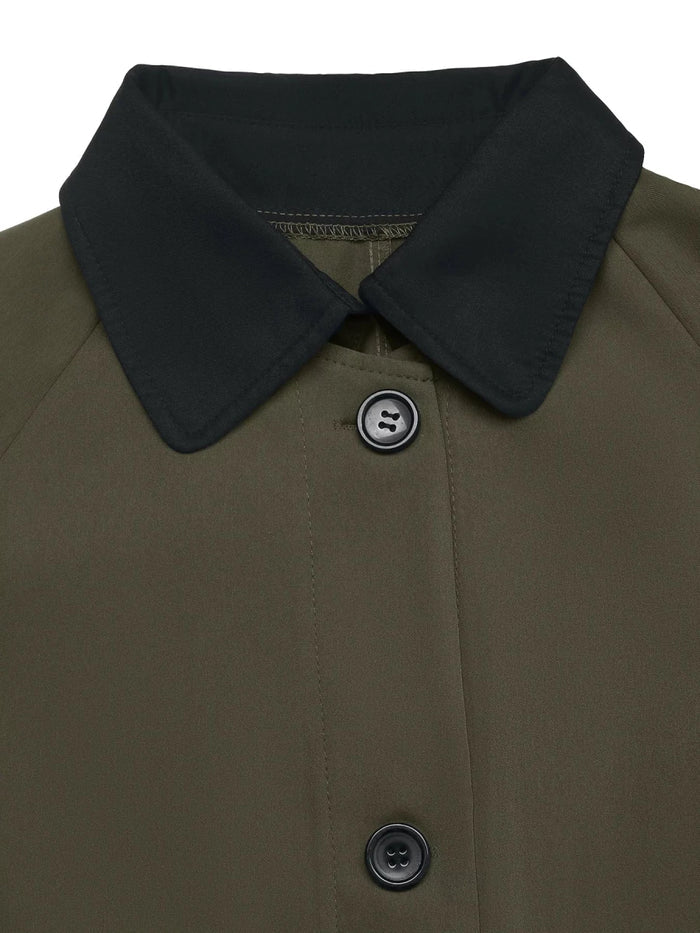 Contrast Collar Button Up Coat - The PM Edit