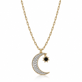 Crescent Star Pave Necklace