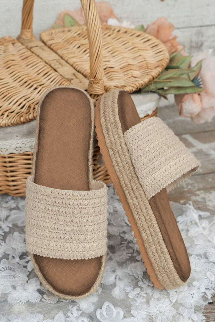 Crochet Woven Single Band Slide Sandals | Boho Espadrille Slippers