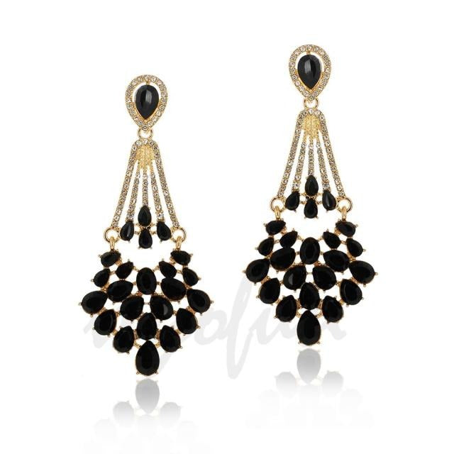 Crystal Fan Chandelier Drop Earrings | Rhinestone Teardrop Dangle Earrings