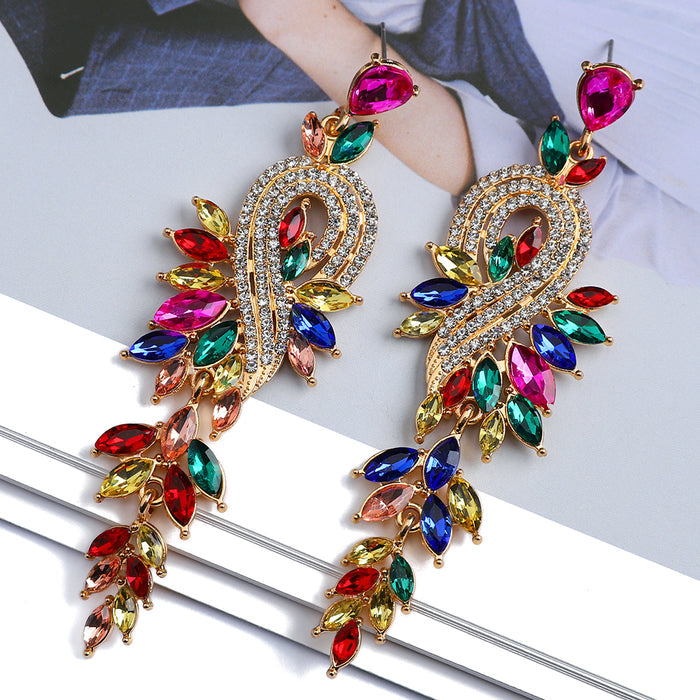 Crystal Leaf Drop Earrings — Nature-Inspired Statement