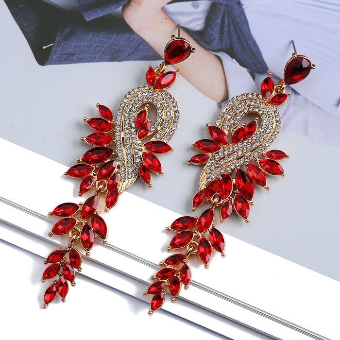 Crystal Leaf Drop Earrings — Nature-Inspired Statement