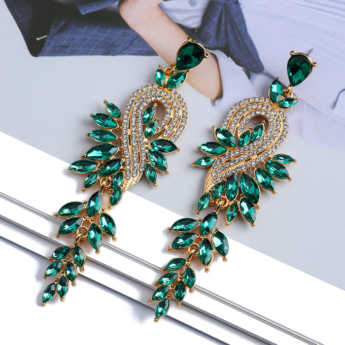 Crystal Leaf Drop Earrings — Nature-Inspired Statement