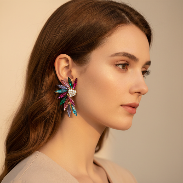 Wing Heart Studs Multicolor