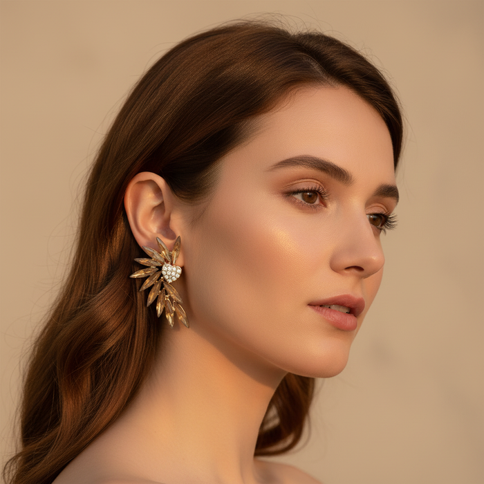 Wing Heart Studs Yellow