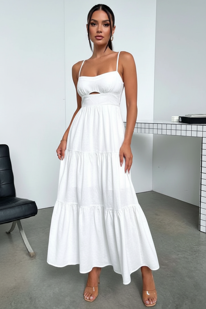 Cut-Out Tiered Dress - Model Shot