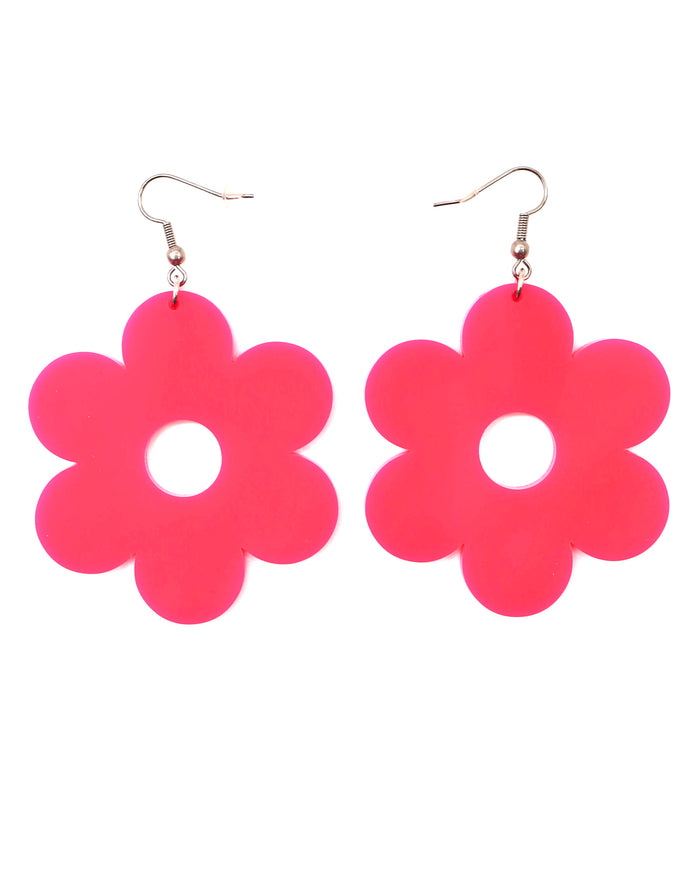 Acrylic Daisy Earrings in Pink