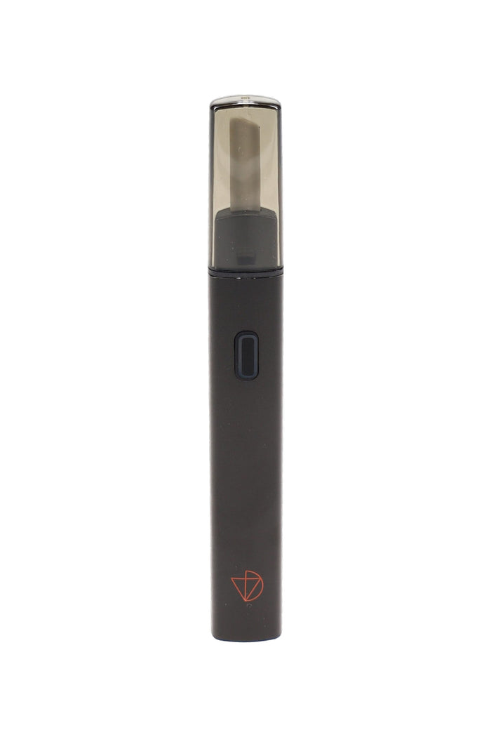 Black DaVinci hot knife electric dab tool with translucent cap, front-facing concentrate accessory view