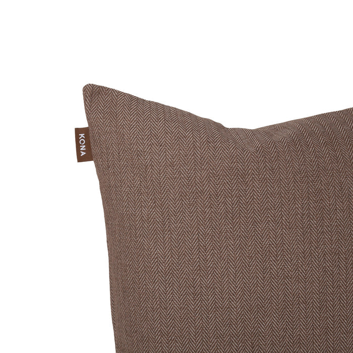 KONA CAVE® Decorative pillow covers, sophisticated brown herringbone fabric.