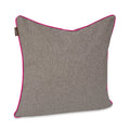 KONA CAVE® Luxury pillow covers in grey flannel with Hot Pink trim.  Sophisticated decorative pillow cover with a splash of color. Made in Europe.