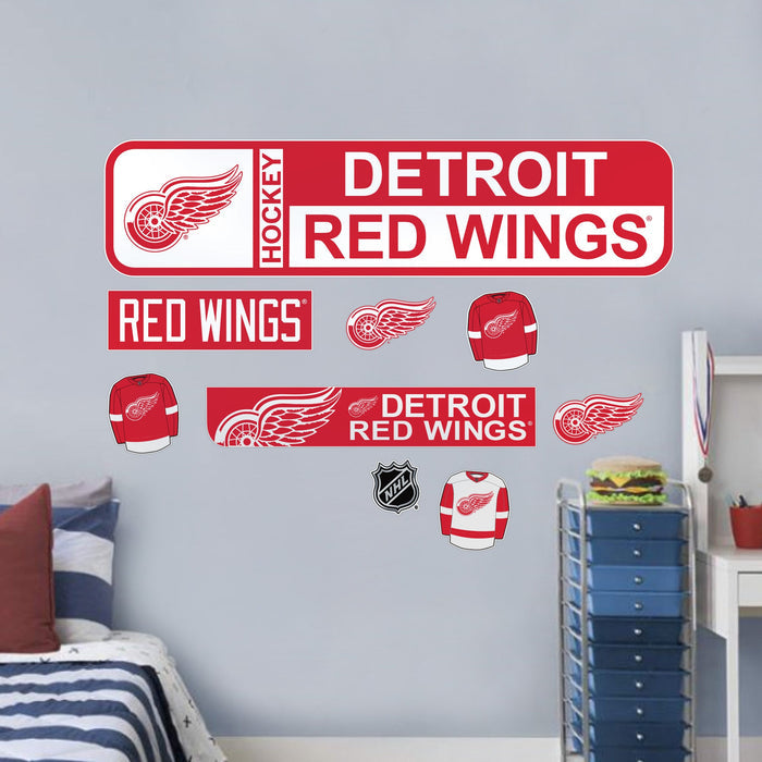 Detroit Red Wings Repositionable Wall Decal Set - Street Signs