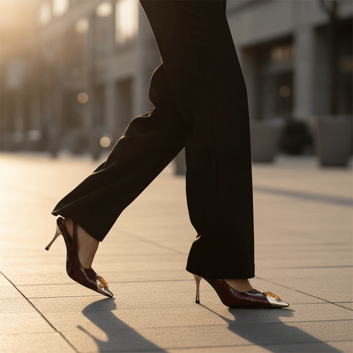 Diamond Inlay Pointed Toe Slingback Heels - The PM Edit