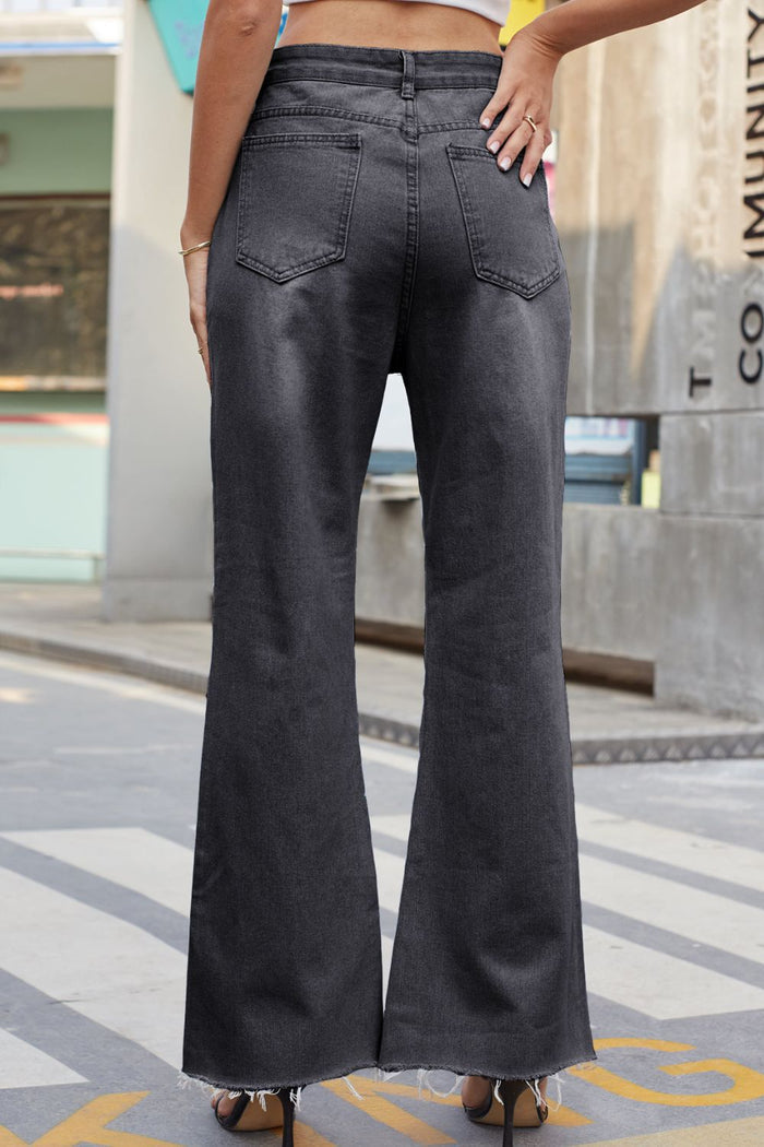 Distressed Buttoned Loose Fit Pants