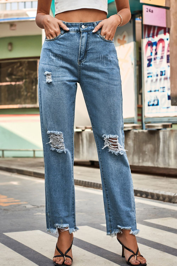 Distressed Buttoned Loose Fit Pantss