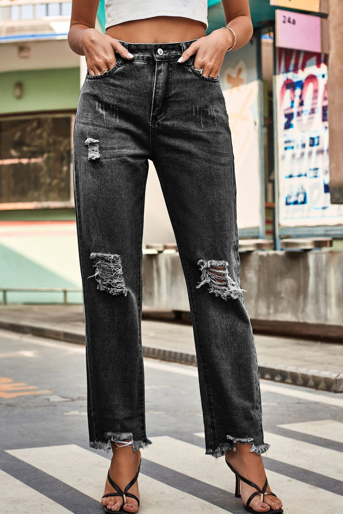Distressed Buttoned Loose Fit Pantss