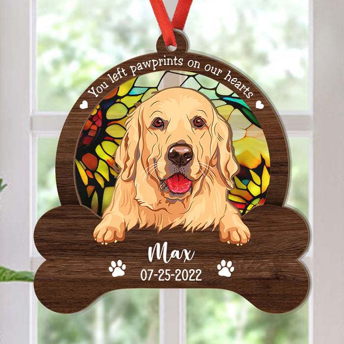 Dog Bone Memorial Suncatcher - Once by My Side, Personalized Pet Loss Sympathy Gift
