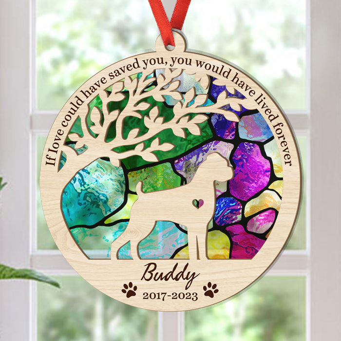 Dog Memorial Suncatcher - Once by My Side, Personalized Dog Silhouette Sympathy Gift