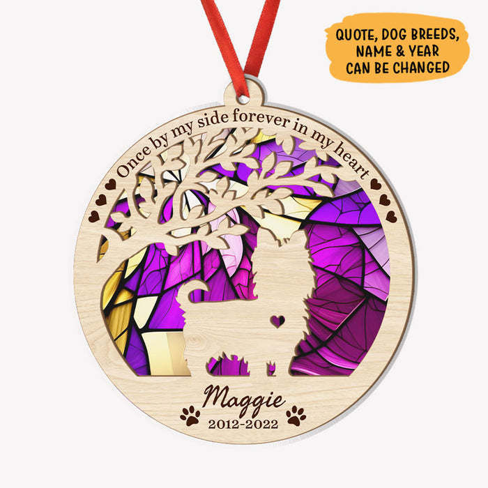 Dog Memorial Suncatcher - Once by My Side, Personalized Dog Silhouette Sympathy Gift