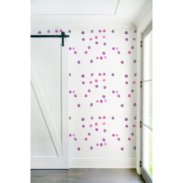 Modern White ground dominoes Pop Pink eco-friendly wallpaper by Kerri Rosenthal - designer wall paper