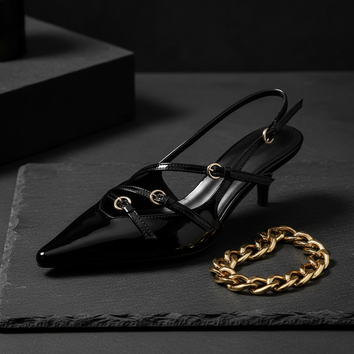 Buckle Slingback Black Still