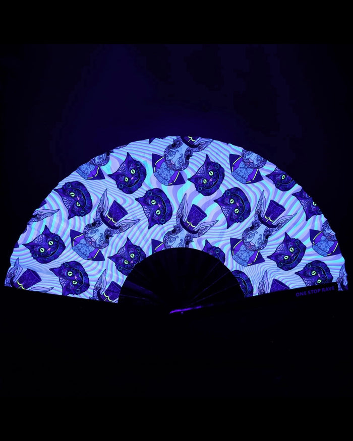 Down the Rabbit Hole Hand Fan, Festival Fans 13.5", - One Stop Rave