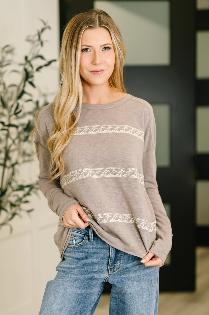 Down to Every Detail Drop Shoulder Long Sleeve in Stone Taupe
