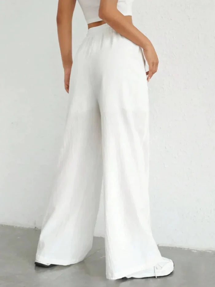 Drawstring Wide Leg Linen Pants - The PM Edit