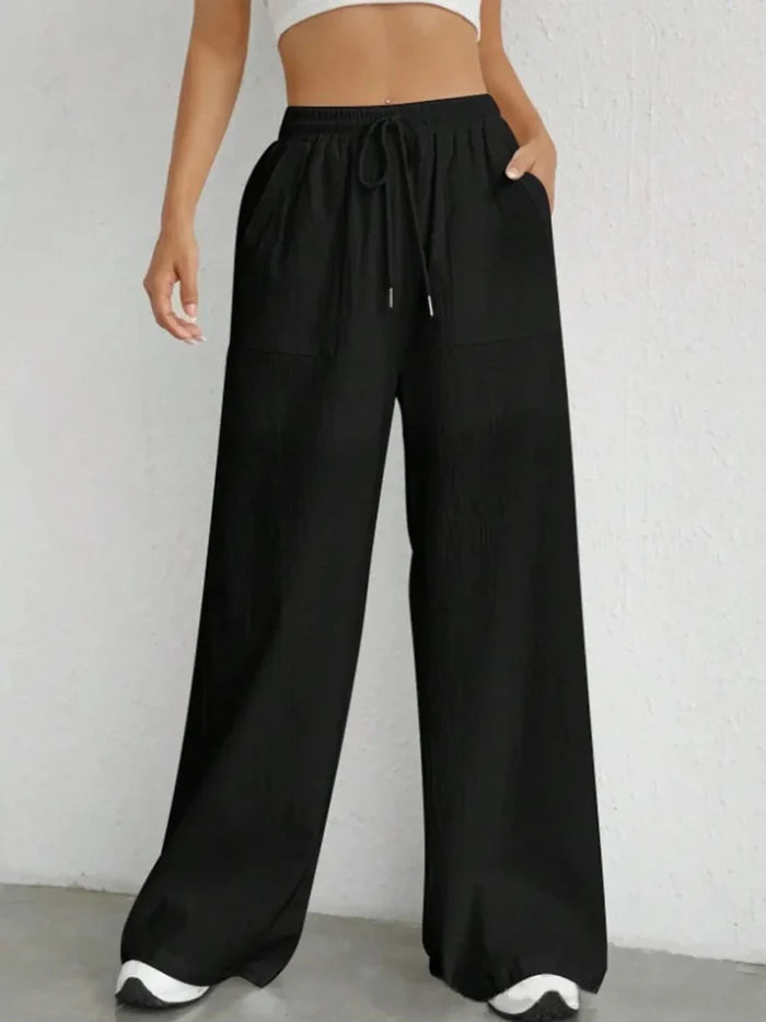 Drawstring Wide Leg Linen Pants - The PM Edit