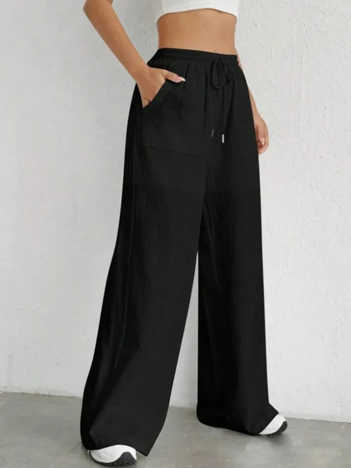 Drawstring Wide Leg Linen Pants - The PM Edit