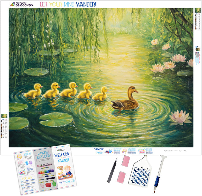 Ducklings on a Spring Pond